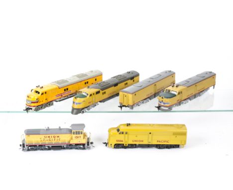 American HO Gauge Union Pacific Diesel Locomotives by Rivarossi and Others, Rivarossi Co-Co no 987, Athearn motored PA-1 unit