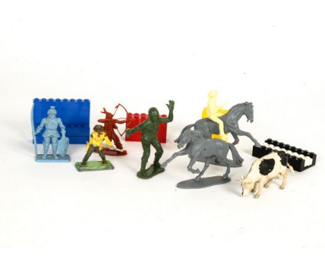 1960s-1970s Lego including figures and various plastic Figures and animals, Lego in various plastic tubs including 367 Moon L