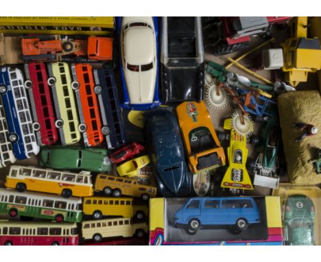 Various Diecast &amp; Plastics, including Budgie Toys Heavy Duty Transporter with Crawler Tractor, USSR RAF 2203, Auto Pilen 