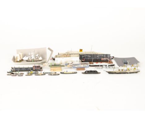 Collection of 1:1200 and other scales Waterline Models including Ships and Barges Sailing boats and Ships in Bottles, metal s