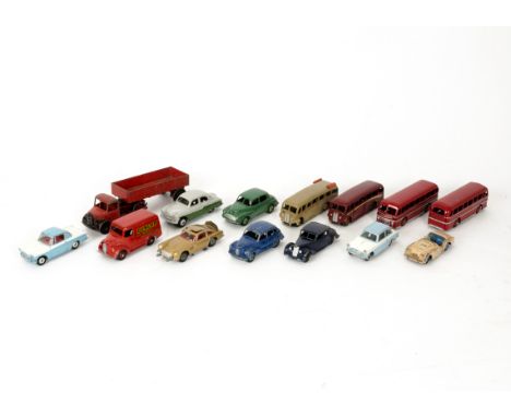 Post-war and Later Dinky and Corgi Vehicles, a playworn group including Dinky 159 Morris Oxford (F) and box (P) , 164 Vauxhal