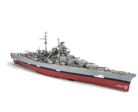 A Hachette 1:200 scale kitbuilt large scale model of German Battleship 'Bismarck' built and painted to a fair standard, in a 