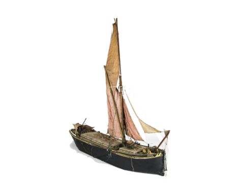 A 1:50 scale model of Spritsail Thames Barge 'Kathleen', constructed in wood with cloth sail, built and painted to a good sta