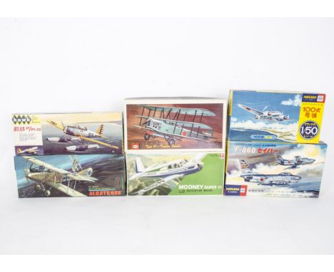 1960s/70s Japanese Other Aircraft  Kits, a boxed group comprising 1:48 scale Bandai 8520 Mooney Super 21, Aurora 142 Albatros