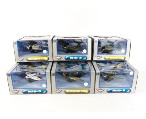Air Signature WWII  Aircraft, a boxed group of 1:48 scale models including Mitsubishi  Zeros 99068 (3) one in a different liv