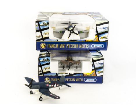 Franklin Mint Armour Collection WWII Aircraft, a boxed group of four 1:48 scale models comprising, 98212 Hurricane, 98023 F4U