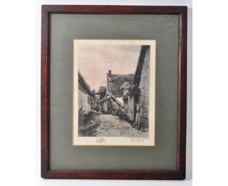 A 1906 farmhouse countryside etching, copyrighted by Jaques Casper, Berlin, believed to be printed by Kriste Wig. The etching