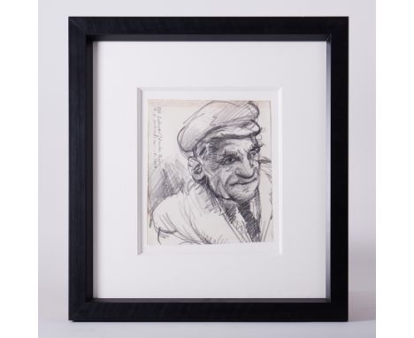 Robert Lenkiewicz, original signed sketch, 'Old Labourer'/Camden Town, signed, titled and dated to the image 1958, 23cm x 19c