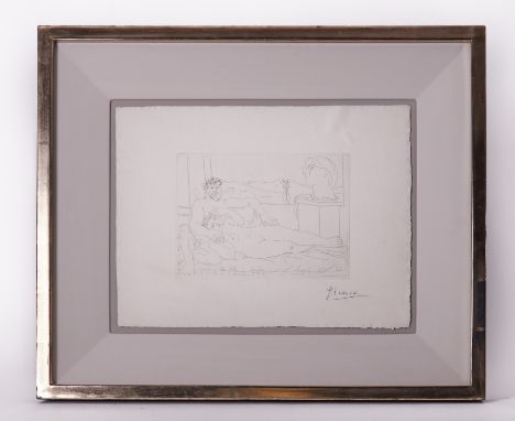 Pablo Picasso (1881-1973), a signed edition Le Repos Du Sculpteur II, from la suite Vollard, etching, circa 1935, framed and 