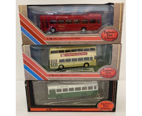 3 boxed Exclusive First Editions 1:76 scale diecast model buses. Leyland National Midland Red B.M.M.O. Subscriber Special #17