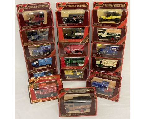 18 boxed Matchbox 'Models of Yesteryear' advertising trades vehicles. To include: delivery vans, tankers, ambulance and post 