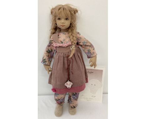 A boxed 2002 "Sofi" collectors doll by Annette Himstedt No. 318/377, with CoA. 26 inch doll with blonde braided hair, soft bo