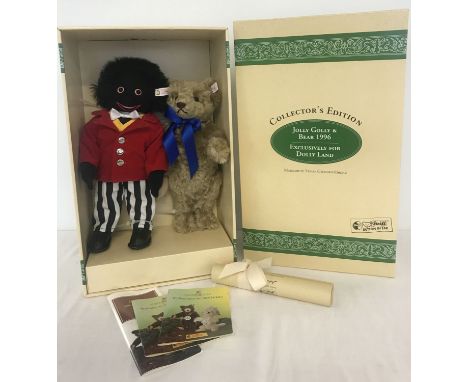 Steiff Jolly Golly &amp; Bear 1996 Ltd Edition boxed Collectors set. Limited to 1,500 pieces and made exclusively for Dolly L