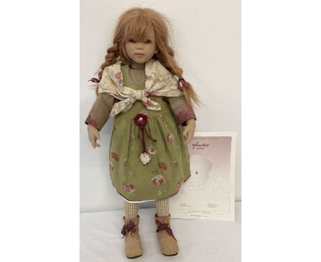 A boxed 2002 "Fibi" collectors doll by Annette Himstedt, No. 386/713. 24 inch doll with strawberry blonde plaited hair, soft 