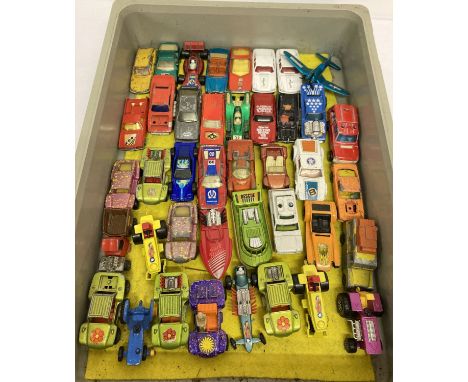 A tray of 41 assorted diecast vehicles including The Batmobile and Return of the Saint Jaguar XJ-S. 1:72 scale, to include Co