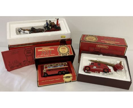 3 boxed Matchbox Collectables Special Edition diecast vehicles. Comprising: YS-9 1936 Leyland 'Cub' Fire Engine FK-7, 1931 AE