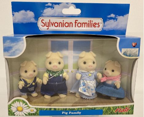 A boxed and unopened Flair Toys retired Sylvanian Families Pig family. Item No. 4153. 