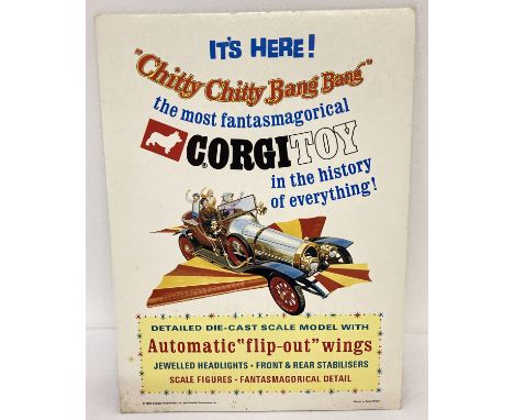 A 1967 advertising card for Corgi Toys Chitty Chitty Bang Bang, dated 1967 for Gildrose productions. Made for the release of 