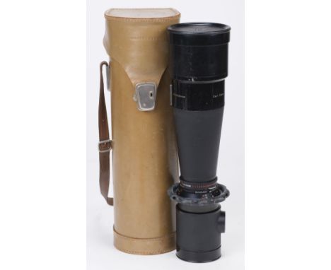 * Camera Lens. Hasselblad Carl Zeiss f=500mm 1:8 Nr 424188 Tele-Tessar black V mount lens, with Synchro Compur shutter, with 