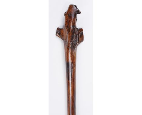 * Tribal Art. A Fijian hardwood root club, with geometric carved grip, 103 cm long QTY: (1)