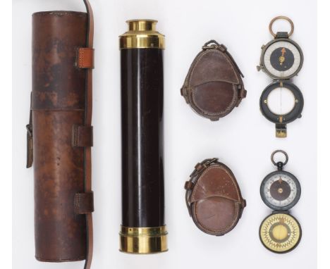 * WWI Telescope. A large mahogany and brass five-draw brass telescope by Dolland of London, the brass tube signed 'Dolland Lo