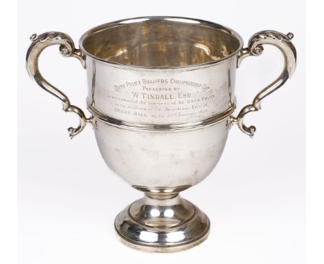 * Trophy Cup. A George V period two handled trophy cup by Charles Boyton &amp; Son Ltd, London, 1925, body of urn form with 2