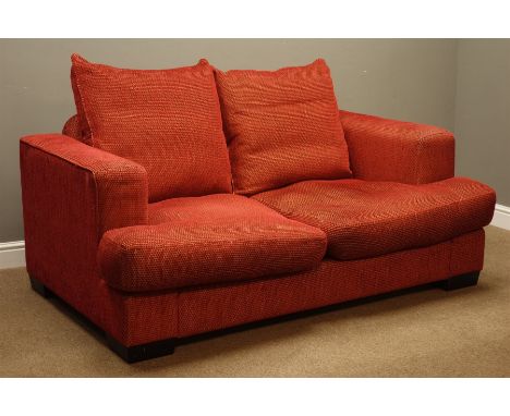 Barker & Stonehouse three seat sofa (W170cm, D104cm), and matching two seater (W148cm, D104cm), upholstered in red fabric wit