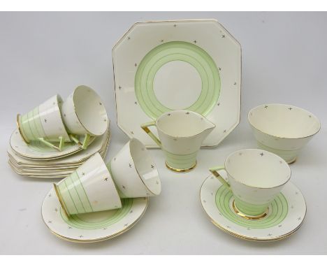 Art Deco Palissy tea set for six, lacking one cup (20)   Condition Report   Click here for further images, condition, auction