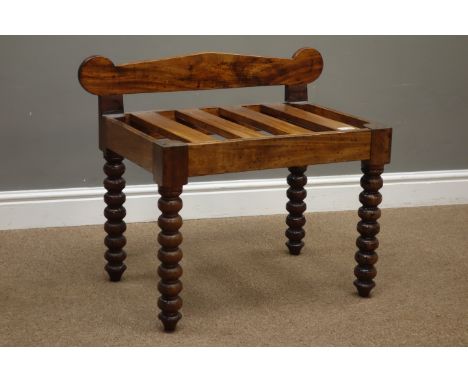 Mahogany luggage rack on bobbin turned legs, W71cm, H60cm, D44cm   Condition Report   Click here for further images, conditio