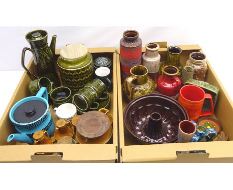 West German vases and jugs, Portmeirion 'Greek Key' teapot, Hornsea pottery storage jars, Saxony coffee set for four and othe