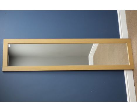 Rectangular light oak framed mirror, 47cm x 181cm   Condition Report   Click here for further images, condition, auction time