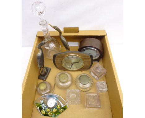 German Kienzle mantle clock & Art Deco Smith clock, early 20th century decanter with star cut decoration, seven 19th/ early 2