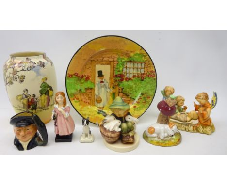 Hummel Goebel 'Heavenly Song' candle holder & 'Playmates', Staffordshire Morlors salt modelled as toadstool with pixie & dog,