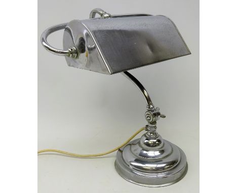 Art Deco chrome bankers style desk lamp, H31.5cm   Condition Report   Click here for further images, condition, auction times