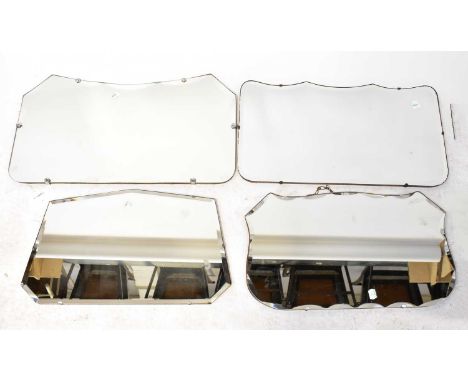 Seven vintage frameless wall mirrors of various shapes (7).