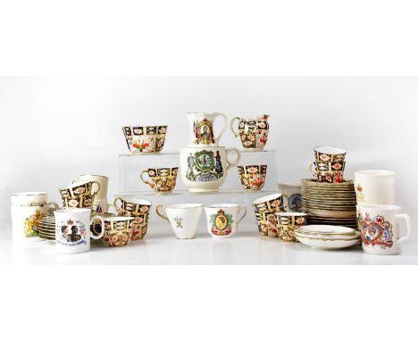 ROYAL CROWN DERBY; a collection of approximately forty pieces of pattern no. 2451 teaware, to include cups, saucers, jug, sug