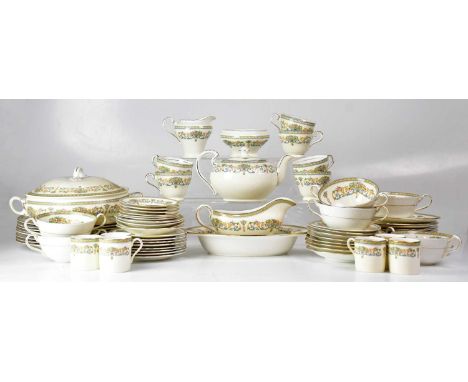 AYNSLEY; a 'Henley' part dinner and tea service, including teapot, milk jug, sugar bowl, six cups, saucers, side plates, dinn