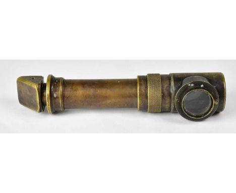 A brass periscope, possibly for trench use in WWII, height 22cm.Condition Report: Appears to be unmarked, scratched and patin