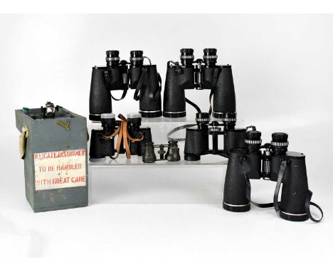 A military issue Type 06A Prismatic landing compass with broad arrow, boxed, box 27 x 13.3 x 14cm, together with three pairs 