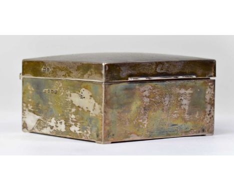 WILLIAM ADAMS LTD; a George V hallmarked silver cigarette box, with ribbed decoration and cartouche engraved 'GHL', Birmingha