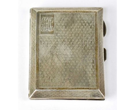 S. BLANCKENSEE &amp; SONS LTD; a George V hallmarked silver cigarette case with gilt washed interior, engine turned decoratio