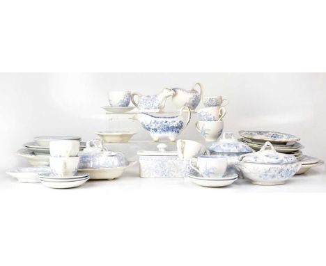 BURGESS DORLING &amp; LEIGH; an extensive collection of 'Asiatic Pheasant' pattern blue and white tableware, including meat p