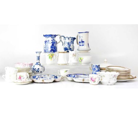 Various part tea sets and other ceramics, including Sèvres decorated with flowers, Duchess with primroses and purple flowers,