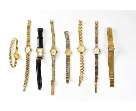 Eight ladies' vintage gold-coloured wristwatches, one with a black leather strap (8).Condition Report: We cannot guarantee th
