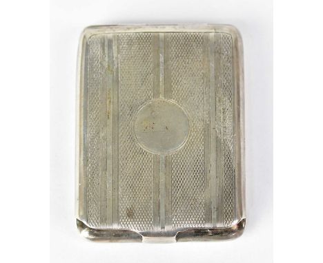 WILLIAM NEALE &amp; SON LTD; a George V hallmarked silver matchbook cover, with engine turned decoration and vacant cartouche