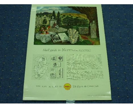 A Collection of ten Vintage Shell Advertising Posters, including five 'County Guides', Midlothian, Herefordshire, Nottinghams