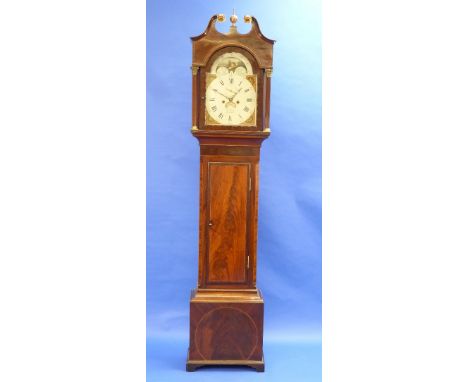 A Georgian mahogany eight day Longcase Clock, by Wm. Joyce, Bristol, the painted dial with moon phase, subsidiary second dial