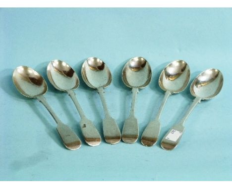 A set of five Victorian silver fiddle pattern Forks, by Francis Higgins III, hallmarked London, 1882, 8¼in (21cm) long, toget