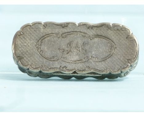 A Victorian silver Snuff Box, by Frederick Marson, of hinged oblong form with serpentine edges, engine turned decoration, the