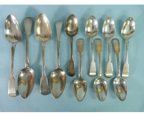 A quantity of silver Flatware, including a pair of George IV fiddle pattern table spoons hallmarked London, 1827, a large Vic